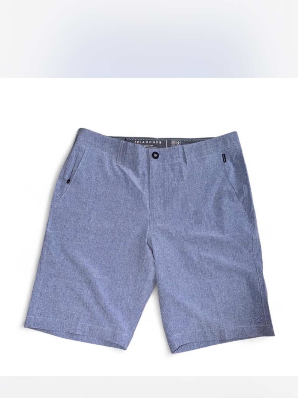 7 Diamonds Men's Chambray Blue Flat Front Shorts